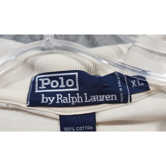 Ralph Lauren Polo Shirt Mens XL White Solid 100% Cotton Black Pony Vintage - Picture 2 of 16